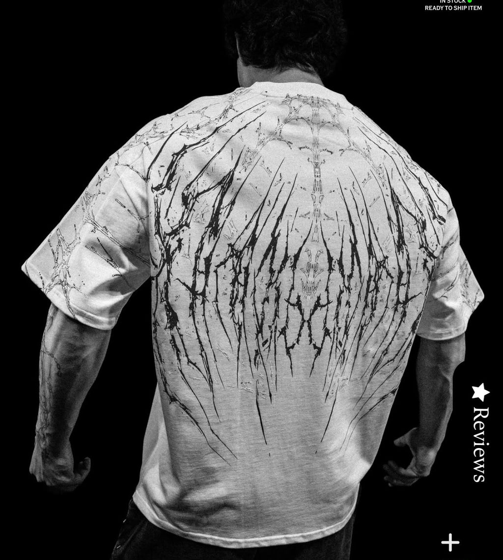 BREATHEDIVINITY SPIDER-CORPSE OVERSIZED T-SHIRT- DIVINE WHITE